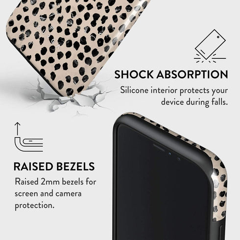 BURGA Phone Case Compatible with iPhone 11 PRO - Hybrid 2-Layer Hard Shell + Silicone Protective Case -Black Polka Dots Pattern Nude Almond Latte ...