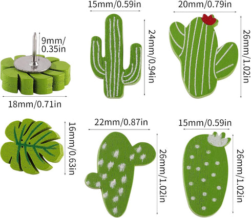 40 PCS Decorative Push Pins Set, Cactus Palm Leaf Camellia Rose Thumb Tack Decorative Cute Push pins for Cork Board Bulletin Board Maps Photos Wal...