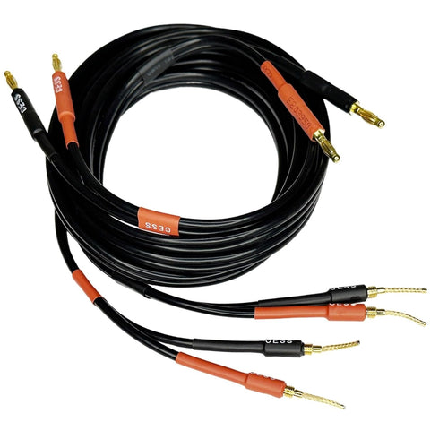 CESS-277-6f Spring Clips Braided-Type Pin Banana Plug to Standard-Type 4mm Banana Plug Speaker Cable, 12 Gauge 680 Strand Count Super Soft Silicon...