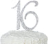 Ella Celebration 16 Cake Topper 16th Birthday Sweet 16 Party Supplies Decoration Ideas Silver Rhinestone Number (Silver)...
