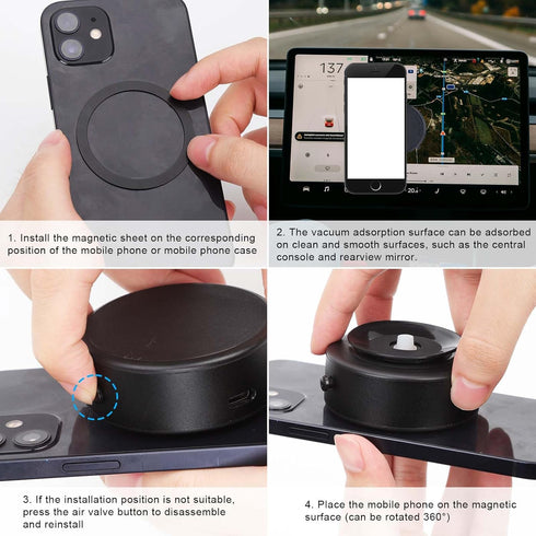 Magnetic Car Suction Cup Phone Holder, 360° Rotation Magnetic Suction Mobile Phone Mount Adjustable Cell Phone Suction Holder for Dashboard Windsh...