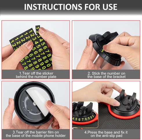 Multifunction Car Anti-Slip Mat Auto Phone Holder, Rotatable Anti Skid Car Dashboard Pad with Temporary Parking Numbe, Universal Phone Holder With...
