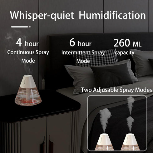 INVODA Mini Humidifiers, 260ml USB Personal Cool Mist Humidifier Cute Volcanoes Desktop Air Humidifier Quiet Night Light Small Humidifier for Car,...