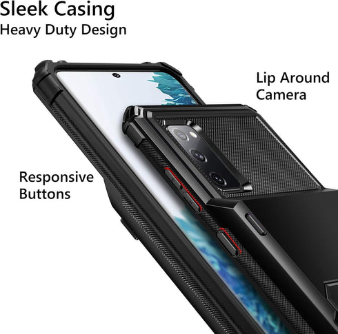 Vofolen for Galaxy S20 FE 5G Case Wallet Credit Card Holder 4-Card Slot Hidden Back Pocket Dual Layer Hybrid Rugged Rubber Bumper Protective Hard ...