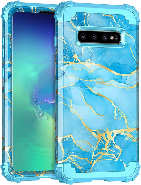 Casetego Compatible with Galaxy S10 Case,Shockproof 3 Layer Heavy Duty Hard PC+Soft Silicone Bumper Rugged Anti-Slip Protective Cover Cases for Sa...