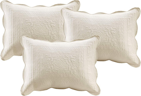 Madison Park Daybed Cover Set Damask Quilted Cover for Daybeds, All Season, Pre-washed Cotton-Filled Coastal Bedding with Scallop Edge, Shams, Bed...