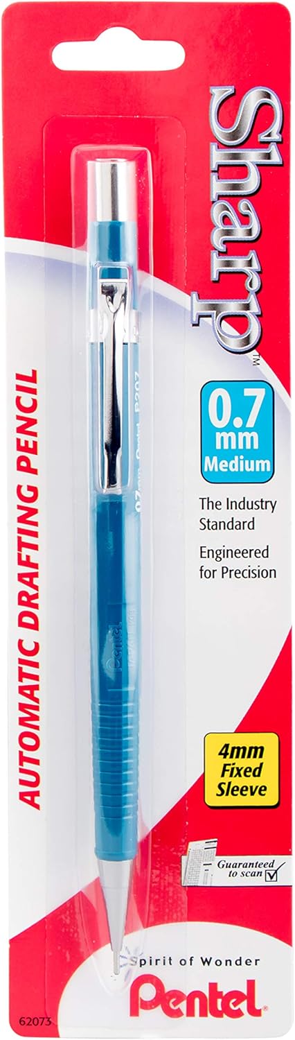 Pentel Sharp Automatic Pencil, 0.7mm, Blue Barrel, 1 Pack (P207BP-K6)...