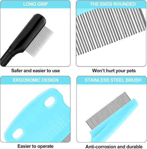 5 Pieces Dog Eye Combs Tear Stain Remover Combs Pet Grooming Comb for Small Dogs Gently Removing Eye Mucus and Crust (Light Blue, Black)...