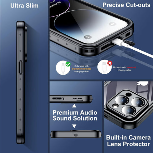 SPIDERCASE for iPhone 14 Pro Case Waterproof, Built-in Lens & Screen Protector, Full Heavy Duty Protection, 12FT Military Shockproof, Dustproof, A...