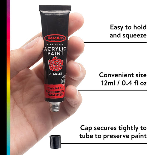 RoseArt Premium Paint Set – 12 Count Acrylic Paints for Canvas, Wood, Ceramic and Fabrics – Craft Painting Supplies for Casual to Professional Art...
