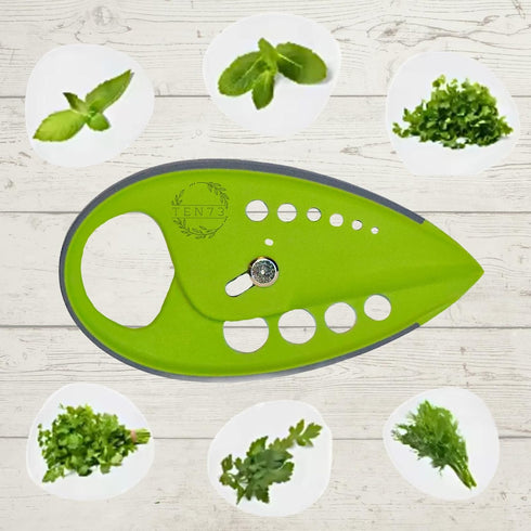 Herb Stripper, Herb Cutter, 10 holes Kitchen Herbs Leaf Stripping Tool, Adjustable and Lockable Cutter Blade, Peeler for Kale, Collard Greens, Thy...