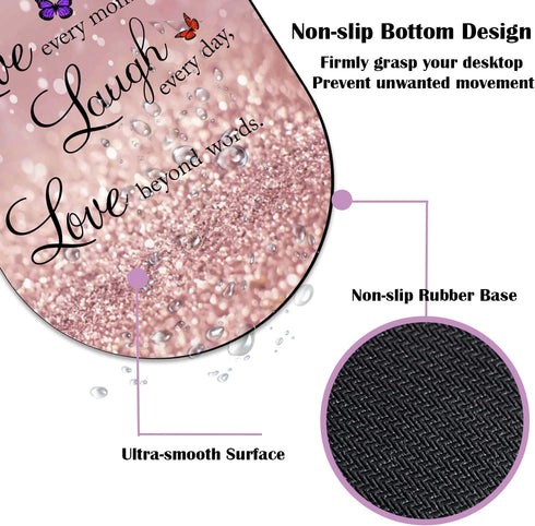 Advanced Texture Fashion Mouse Pad, Glitter Quote Live Laugh Love Non-Slip Rubber Base Gaming Mouse pad, Washable Lycra Surface Mouse Pad Design, ...