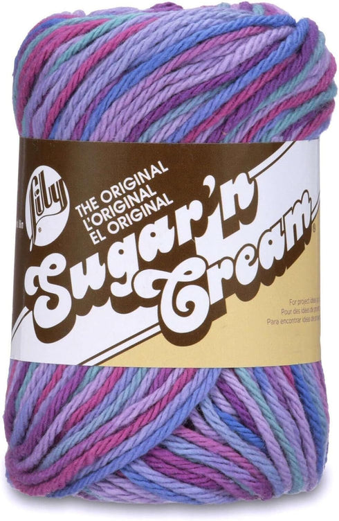 Variety Assortment Lily Sugar 'n Cream Yarn Bundle 100% Cotton Worsted #4 Weight Solids & Ombres with Needle Gauge (Mix 236)......