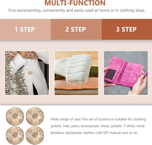 MILISTEN 30pcs Round Metal Hollow Out Button Coat Buttons Flat Buttons Jacket Button Trousers Buttons Sewing Buttons (Light Golden 18mm)...