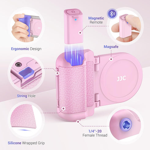 Magnetic Smartphone Shooting Holder Hand Grip Handle Snap On Phone Stand with Tripod Mount & Wireless Shutter Remote Control for iPhone 15 14 13 1...