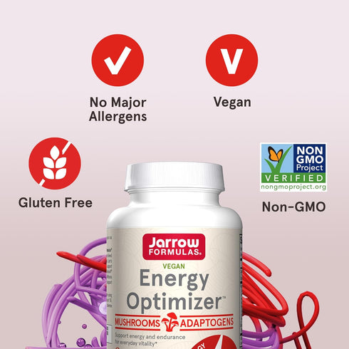 Jarrow Formulas Energy Optimizer with Cordyceps, Reishi, Lions Mane, Shiitake, King Trumpet, and Turkey Tail Mushrooms, Dietary Supplement with As...