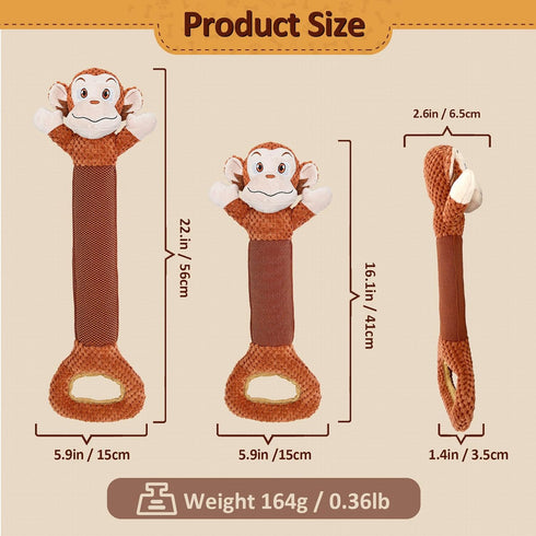 Large Squeaky Dog Toys, Interactive Plush Toys for Tug of War, Crinkle Dog Toy Suitable for Small, Medium and Big Dog Breeds (Monkey)...