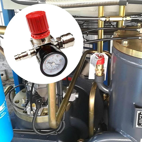 1/4" Air Compressor Pressure Regulator with Gauge 0-180 PSI Air Gauge Regulator Inline for Air Compressor and Pneumatic Tools Air Regulator (3-Way...