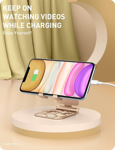 i-Blason Adjustable Foldable Portable Aluminium Phone Stand Desk Dock Compatible with Smartphones (Gold)......