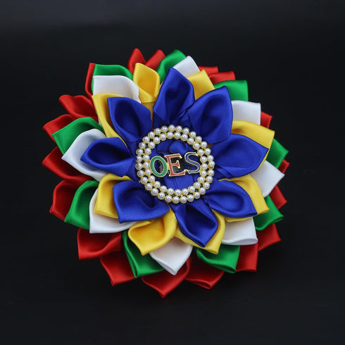Order of The Eastern Star Brooch Pin for Women OES Brooch Pin Sorority OES Gift Greek Paraphernalia Jewelry Satin & Pearl 5.5" Flower Pin for Sist...