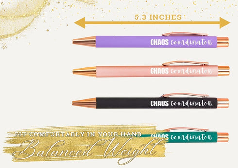 InnoBeta Chaos Coordinator Gifts, Ballpoint Pen Set of 4, Funny Inspirational Pens, Office Thank You Gifts for Social Workers, Managers, Boss Lady...