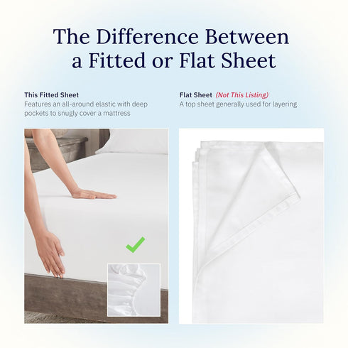 California Design Den White Twin XL Fitted Sheet, 100% Cotton 400 Thread Count Sateen, 1 Fitted Sheet Only for Home, Fits College Dorm Mattresses ...