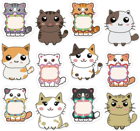 600Pcs Cute Cat Sticky Notes, Cartoon Cat Animal Sticky Notes Kawaii Sticky Note Pads Self-Stick Memo Pads Cat Shapes Memo Notes for Cat Lovers St...