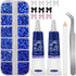 Jewelry Adhesive Glue with Flatback Crystal Rhinestones kit, 6 Sizes 2500Pcs Sapphire No Hotfix Rhinestones for Nail Art Craft Makeup with Bow Twe...