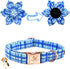 Elegant little tail Dog Collar with Flower - Blue Plaid Dog Collar Cute Flower Collar Adjustable Dog Collar for Large Dog...