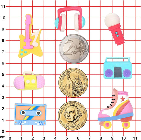 80s Disco Fever Fondant Silicone Tray Boombox Microphone Radio Bass for Sugarcraft Cake Decorating, Cupcake Topper, Chocolate, Polymer Clay...