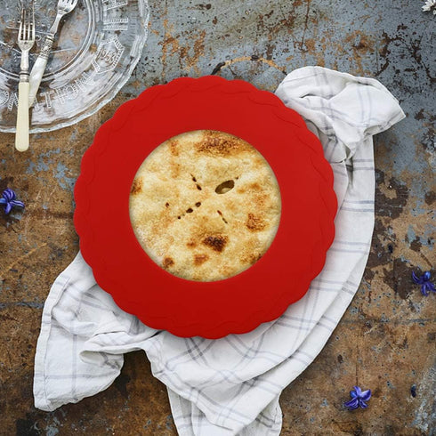 4 Pcs Mini Pie Crust Shields, Silicone Pie Pan Shield for Baking, Mini Pie Crust Protector 4 to 6 in (Red)...