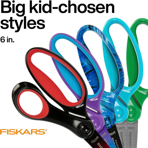 Fiskars 6" Big Kids Scissors, For Ages 8+, For School or Crafting, Turquoise...