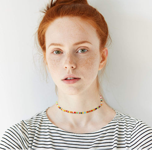 Hicarer 12 Pieces Boho Seed Bead Choker Necklace Colorful Bead Necklaces Rainbow Beach Bead Choker Necklaces for Women...