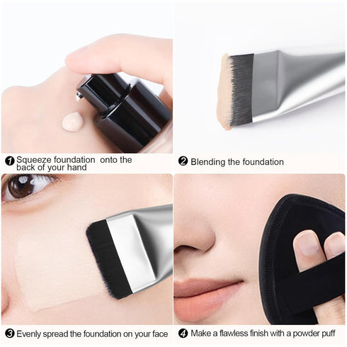 Ultrathin Foundation Brush for Liquid Makeup,Flat Spatula Liquid Foundation Brush Premium Face Korean Makeup Brush for Blending Cream (Silver)...