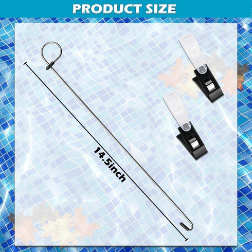 2PCS Swimming Pool Skimmer Basket Handle, Skimmer Basket Hook, Long Stainless Steel Skimmer Lid Lifting Hook for Pool Cleaning and Pool Maintenanc...