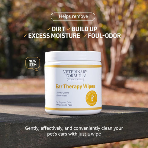 Veterinary Formula Clinical Care Ear Therapy Wipes, 100ct – Cat and Dog Ear Cleaner – Help Relieve Itchy Ears Quickly & Effectively Remove Dirt, D...