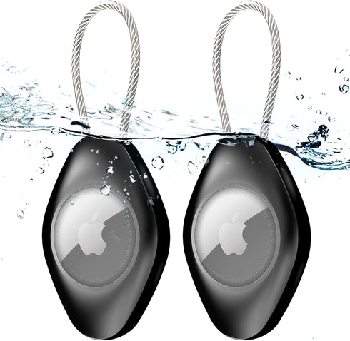 Compatible with Apple AirTag Holder with Wire Cable, Waterproof Air Tag Lock Case Keychain Secure Holder for Key Keyring Backpacks Luggage Pet, Bl...