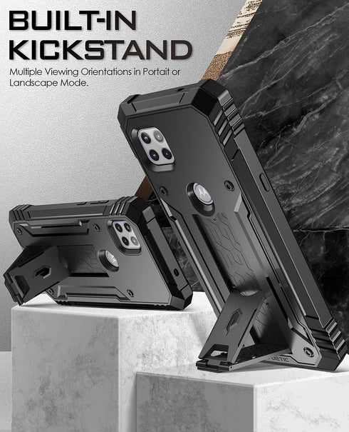 Poetic Revolution Series Case for Motorola Moto One 5G Ace (2021), Full-Body Rugged Dual-Layer Shockproof Protective Cover with Kickstand and Buil...
