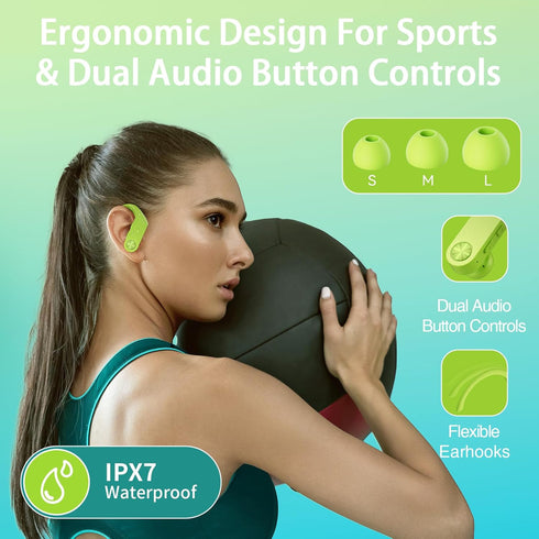 PocBuds Wireless Earbuds Bluetooth Headphones 110Hrs Playback Sports Ear Buds with 2200mAh Charging Case & Dual Power Display Over-Ear Stereo Bass...