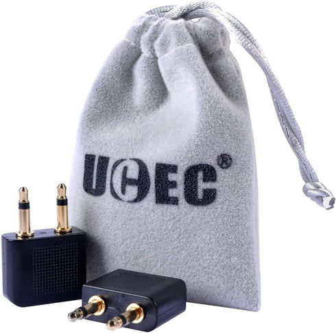UCEC Airplane Headphone Adapter, 3.5mm Airplane Adapter for Headphones, Golden Plated Airline Headphone Adapter for in-Flight Entertainment System...