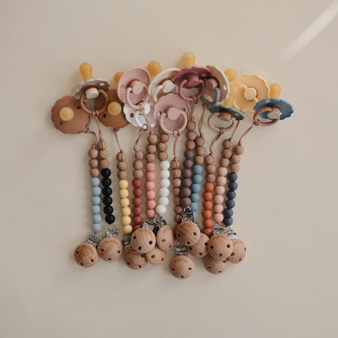 FRIGG Daisy Natural Rubber Baby Pacifier | Made in Denmark | BPA-Free (Woodchuck/French Gray, 0-6 Months) 2-Pack...