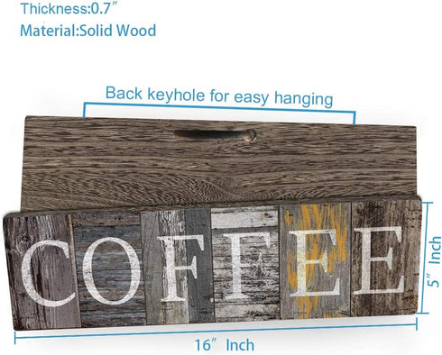 Rustic Farmhouse Kitchen Decor Sign Printed Wall Hanging Coffee Bar Plaque by 16x5 inches...
