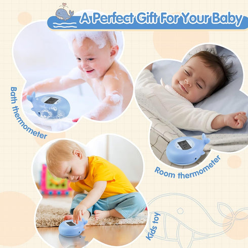 Baby Bath Thermometer, Whale Bath Thermometer Baby Safety, BPA-Free Bath Tub Thermometer, Temp Warning Water Thermometer & Room Thermometer, Bath ...