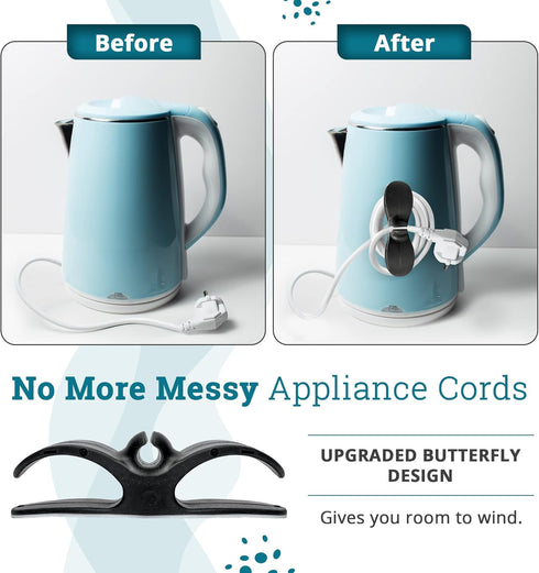 Cord Organizer for Kitchen Appliances - 3 Cord Winders and 2 Bonus Silicone Magnetic Cable Ties - Cord Wrappers for Kitchen Appliances with 3M Adh...