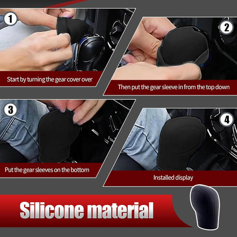 2 PCS Car Silicone Gear Shift Protector, Anti-Slip Flexible Protective Cover for Shift Knob, Waterproof Easy-Grip Shifter Cover, Universal Automat...