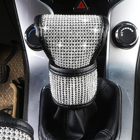 Car Accessories for Women Bling,Universal Car Bling Accessories with Crystal Sparkling Rhinestones for Girls,Lady Universal,White Car Shift Knob C...