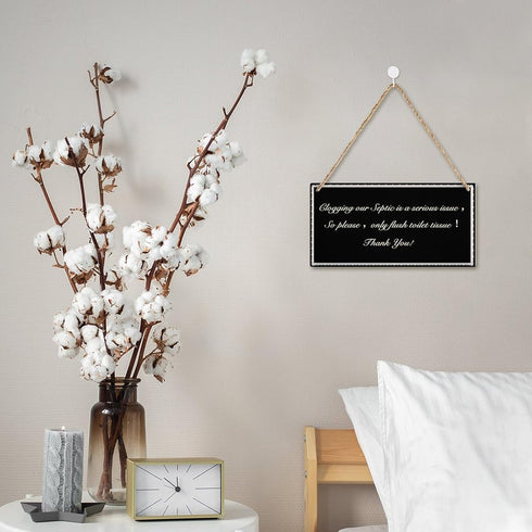 Only Flush Tissue Hanging Bathroom Plaque Septic Tank Toilet Wall Door Decor Thank You Sign 12 inch by 6 inch...