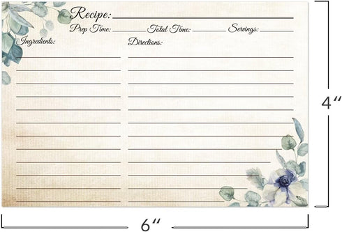 Recipe Cards 4x6, Premium Double-Sided Recipe Cards for Wedding, Bridal Shower, Housewarming, Set of 60 (4x6, Foliage)...
