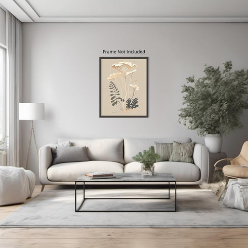 Posterizer 1 pcs-beige surreal delicate mushroom decor-Landscape & Nature Art-Abstract & Modern Art-Chic Home Decor- UNFRAMED Wall Art...