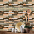 Livebor Brown and Gray Peel and Stick Backsplash Kitchen Wallpaper 11.8inch x 196.8inch Bathroom Wallpaper Kitchen Backsplash Waterproof Contact P...